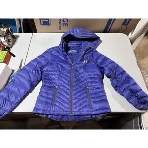 Gerry Purple Hooded Down Puffer Jacket Womens Small Lightweight Chevron Quilt
